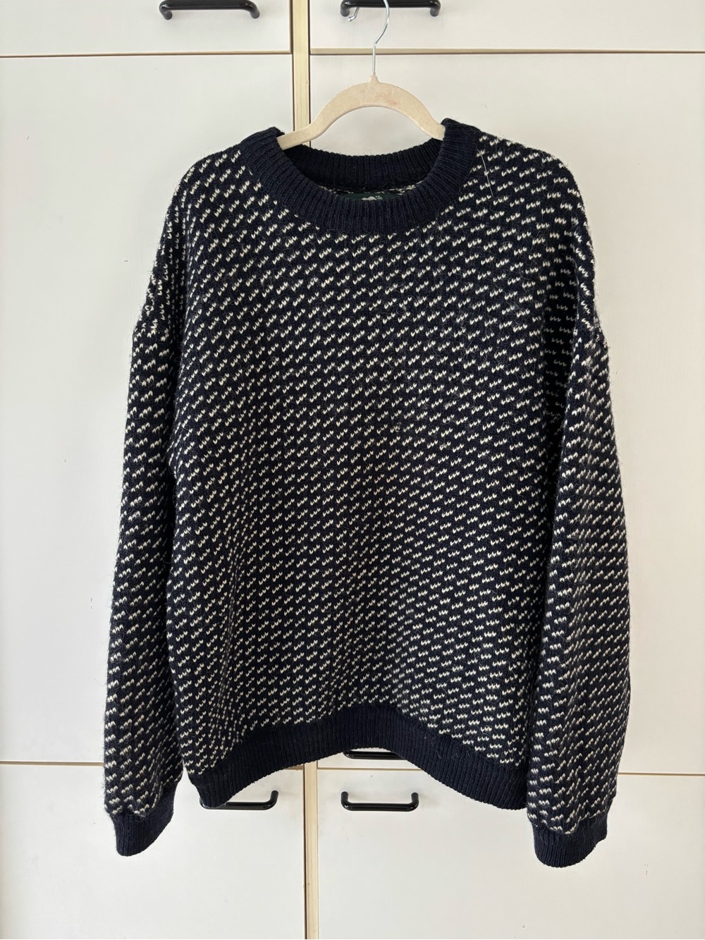 Roots Wool Blend Birdseye Knit Sweater Made in Norway Men L Chunky Heavy Layer - Picture 2 of 10